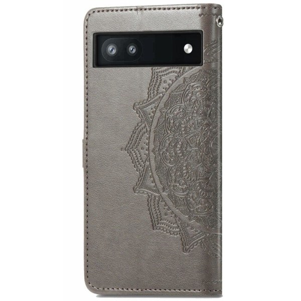 Mandala läder Google Pixel 6a fodral - Silver/Grå Silvergrå