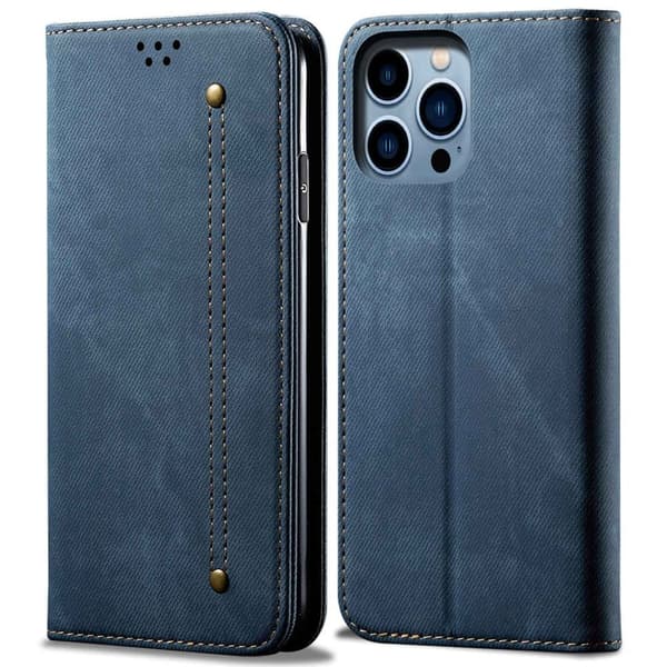 Jeans iPhone 14 Pro Max Flippetui - Blå Blue