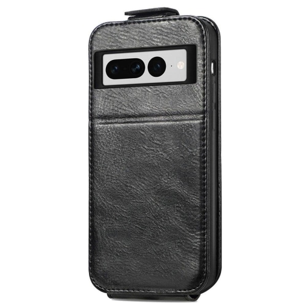 Vertical Flip Phone Suojakotelo With Zipper For Google Pixel 7 P Black