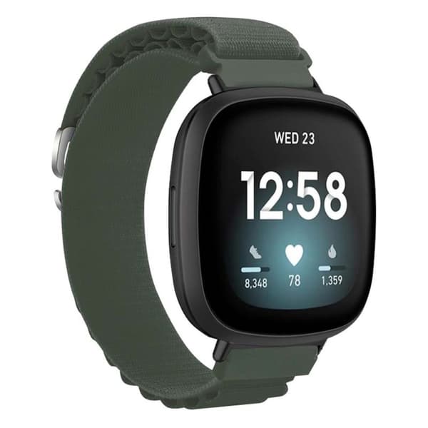 Fitbit Versa 4 / Versa 3 / Sense 2 / Sense Klockarmband Nylon Justerbart handledsband - Militärgrön Grön