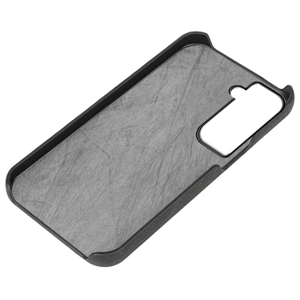 Stødsikkert lædercover med oval kickstand til Samsung Galaxy S22 - Sort Black