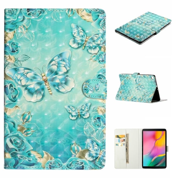 Samsung Galaxy Tab A 10.1 (2019) präglat mönstrat flipfodral i läder - Blå Fjäril Blå