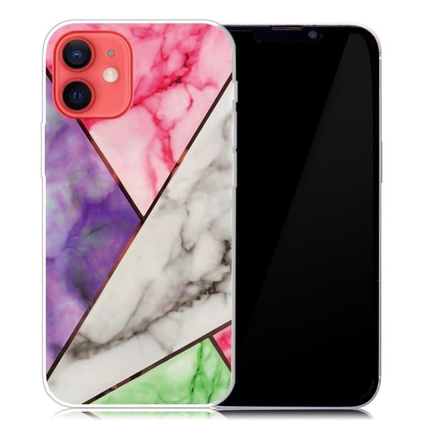 Marble design iPhone 13 cover - Lilla / Rosa / Hvid / Grøn Multicolor