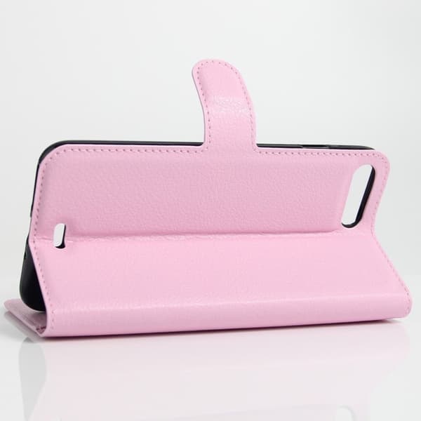 iPhone 8 Plus / 7 Plus 5,5 tommer Litchi Lychee Skin Flip Leather Stand Shell med Folio Flip Wallet - Lyserød Pink