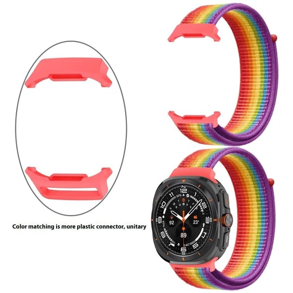 Galaxy Watch Ultra 47mm Nylon Replacement Watch Band Magic Tape Loop Strap - Style P Black