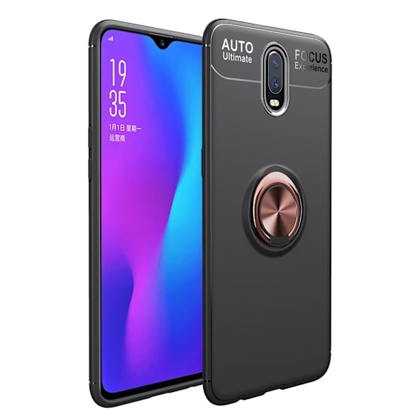 Metallfodral med kickstand för OnePlus 6T - Svart / Roséguld multifärg