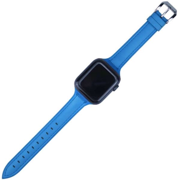 Apple Watch Series 5 44 mm klockarmband i silikonläder - Blå Blå
