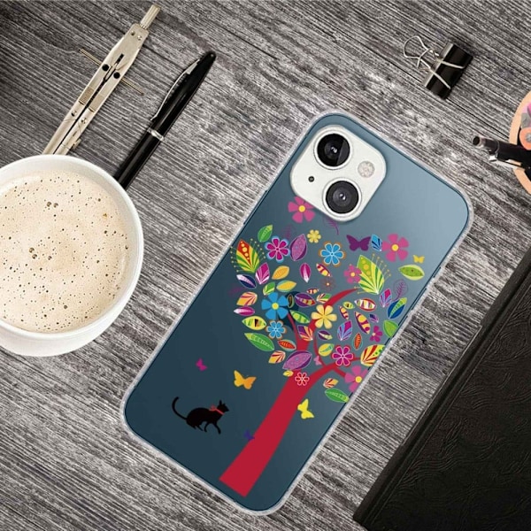 Deco iPhone 14 Plus kotelot - Kissa / Puu Multicolor