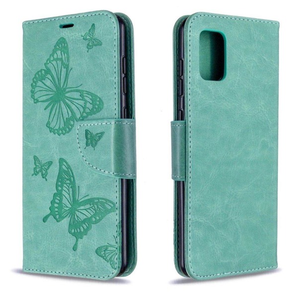 Butterfly läder Samsung Galaxy A31 fodral - Grön Grön