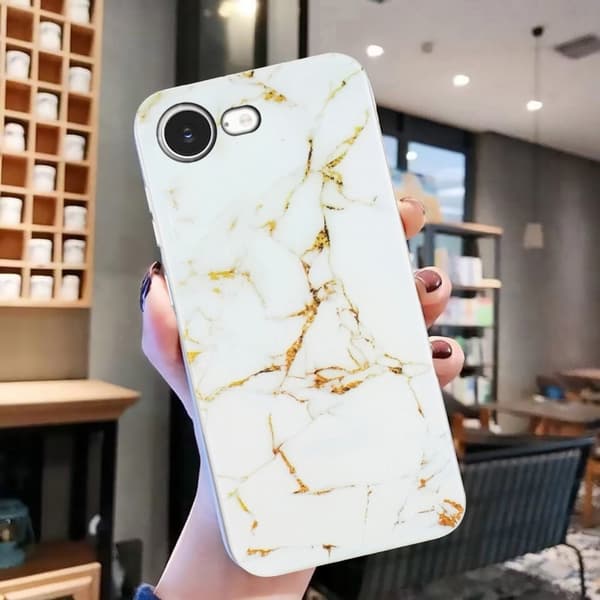 iPhone 16e Fodral Marmormönster Målat Flexibelt bakstycke för telefon - Vit Vit