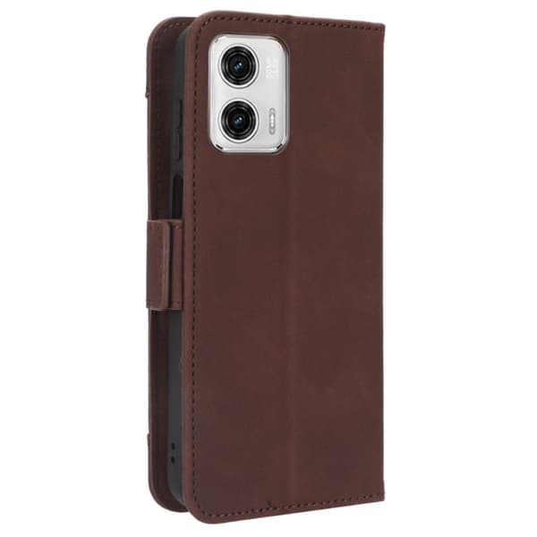 Stilfuldt Læder Etui med Pung til Motorola Moto G73 - Brun Brown