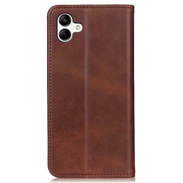 Flip Etui med Pung i Ægte Læder til Samsung Galaxy A04e - Kaffe Brown