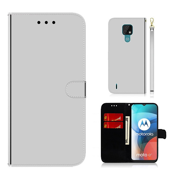 Mirror Motorola Moto E7 flip case - Hopea Silver grey