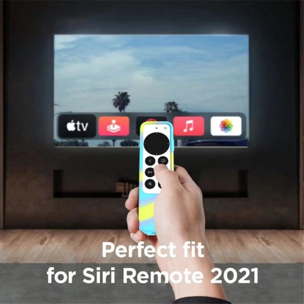 Apple TV 4K (2021) fjernbetjening farverigt design silikone cover - Farverig Gul / Blå Multicolor