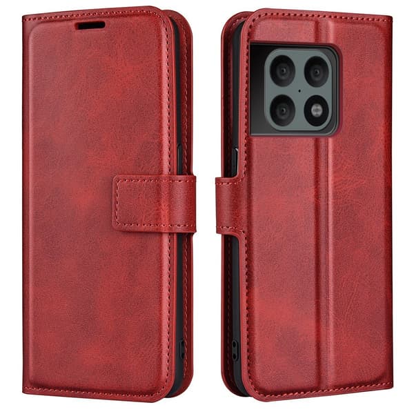 Hållbart konstläder OnePlus 10 Pro fodral med plånbok - Röd Röd