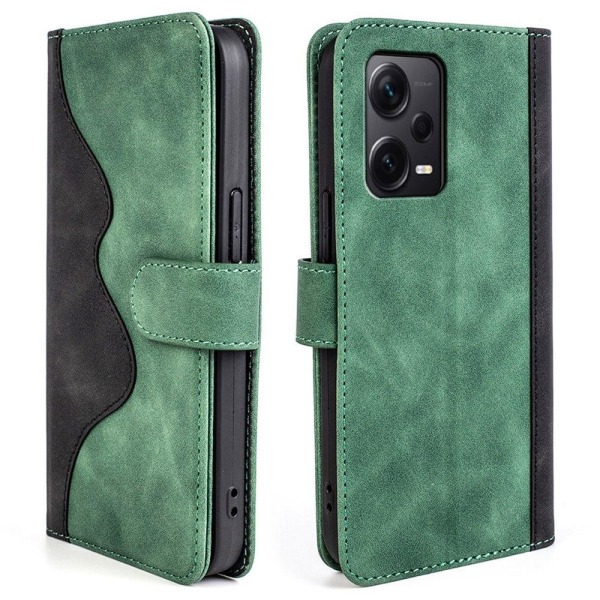Tvåfärgat Xiaomi Redmi Note 12 Pro Plus fodral i läder - Grön Grön