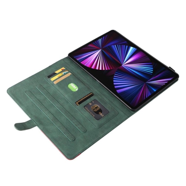 KT Leather Series-1 Dual-Color Splicing Magnetic Clasp Closure Leather Tablet Case Stand Cover with Card Slots iPad Pro 12.9 (2022) / (2021) / (2020) Green