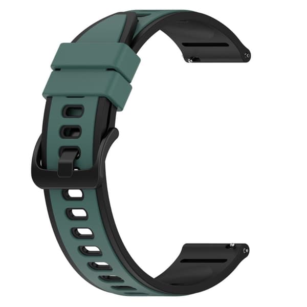 20 mm dobbeltfarvet silikoneurrem til Samsung-ur - Olivengrøn / Sort Green