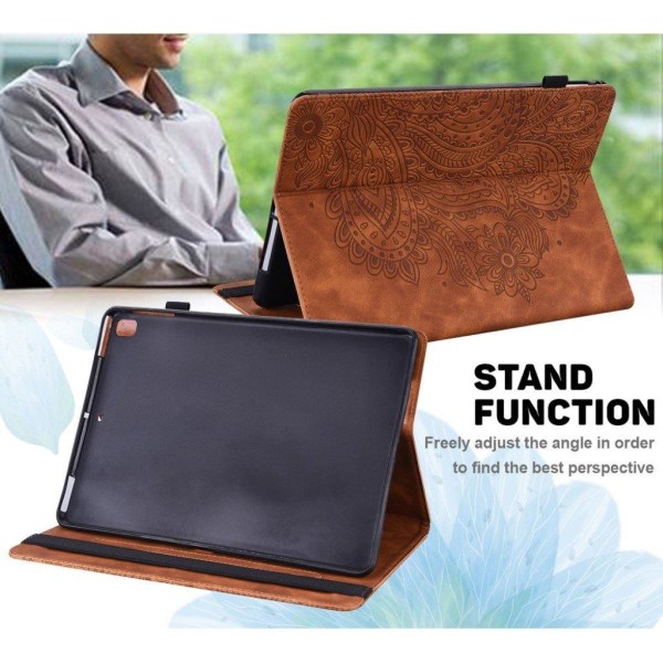 Lenovo Tab M10 HD Gen 2 flower imprint leather case - Brown Brun