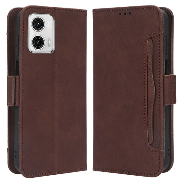 Stilfuldt Læder Etui med Pung til Motorola Moto G73 - Brun Brown