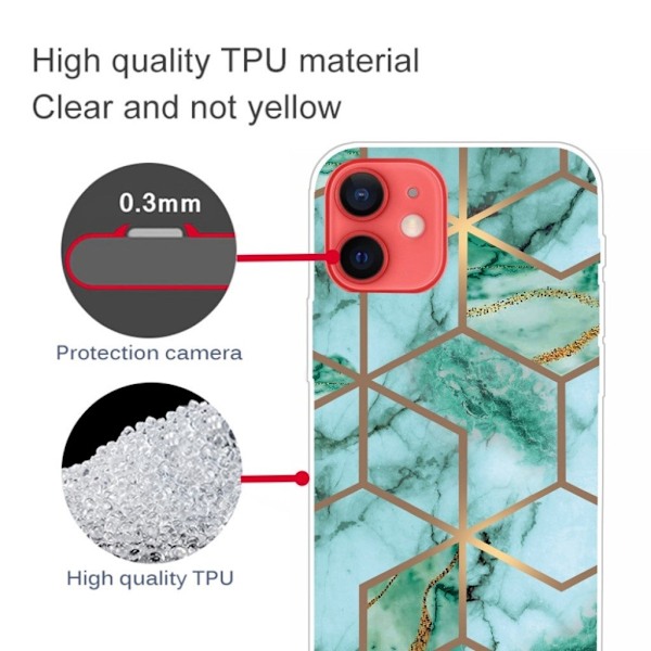 Marble iPhone 13 Suojakotelo - Emerald Cube Pattern Green