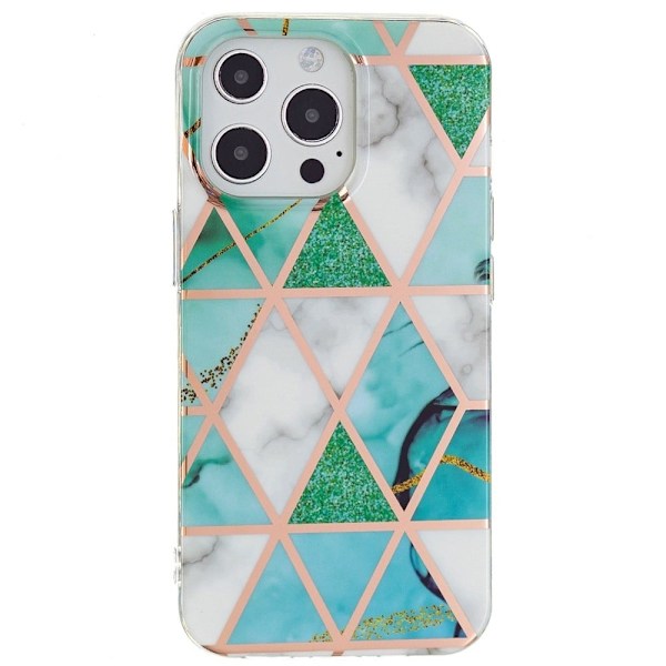 Marmormotiv iPhone 14 Pro skal - Grön / Vit multifärg