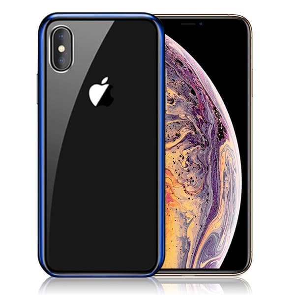 NXE iPhone Xs Max etui med galvaniserede metalkanter - Blå Blue