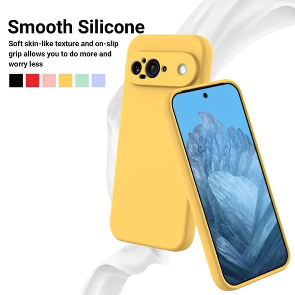 Matte Liquid Google Pixel 9 silikone cover - Gul Yellow