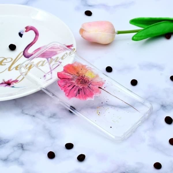 Huawei P Smart Plus mobilskal av silikon med tryckmotiv – Färgstark blomma multifärg