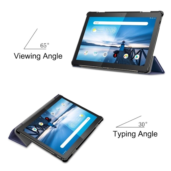 Lenovo Tab M10 läderfodral med tre flikar - Mörkblå Blå