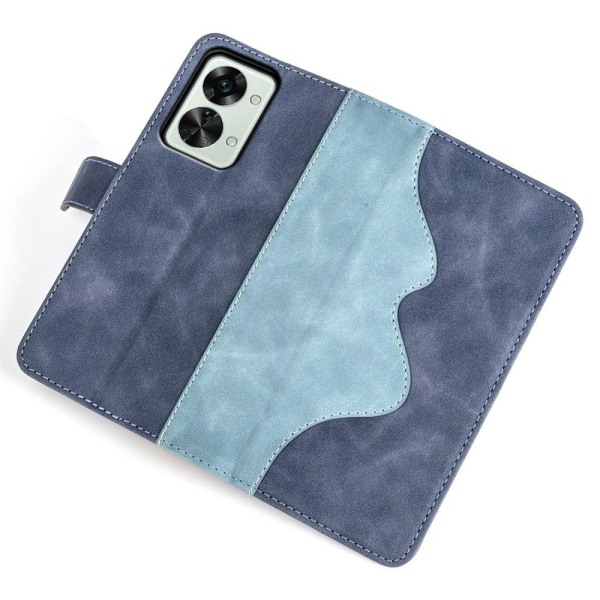 Kaksivärinen nahkainen läppäkotelo OnePlus Nord 2T - Sininen Blue