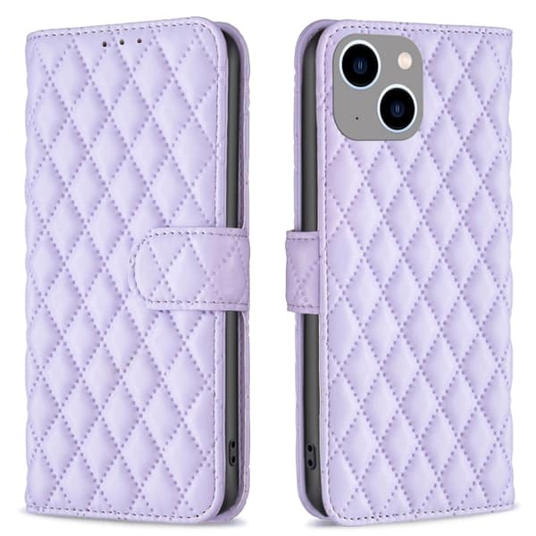Matt iPhone 15 Plus fodral med rombmönster - Lila Lila