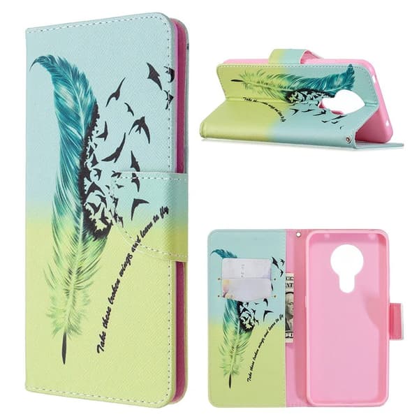 Wonderland Nokia 5.3 Etui - Fjermønster Multicolor