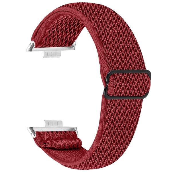 Huawei Watch Fit 3 Justerbart nylonklokkebånd Wave Design Elastisk håndleddsrem - Dyp Rød Red