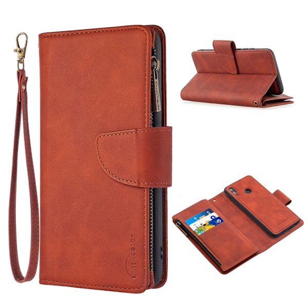 Premium Wallet Huawei P Smart 2019 Etui - Brun Brown