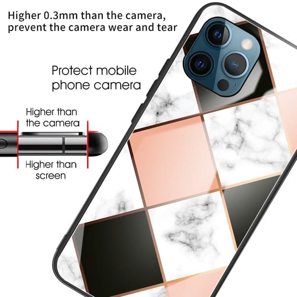 Fantasy Marble iPhone 15 Pro Max Suojakuori - Musta / Rose / Valkoinen Diamond Shape Pink