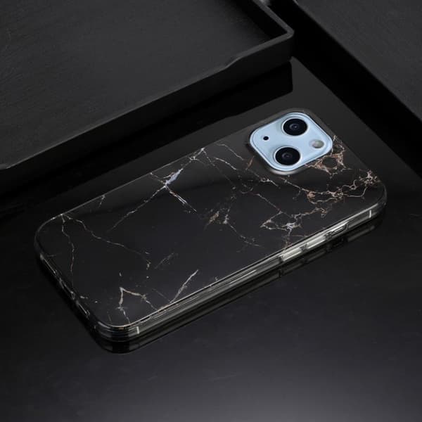 Marmormotiv iPhone 13 Mini skal - Svart Svart