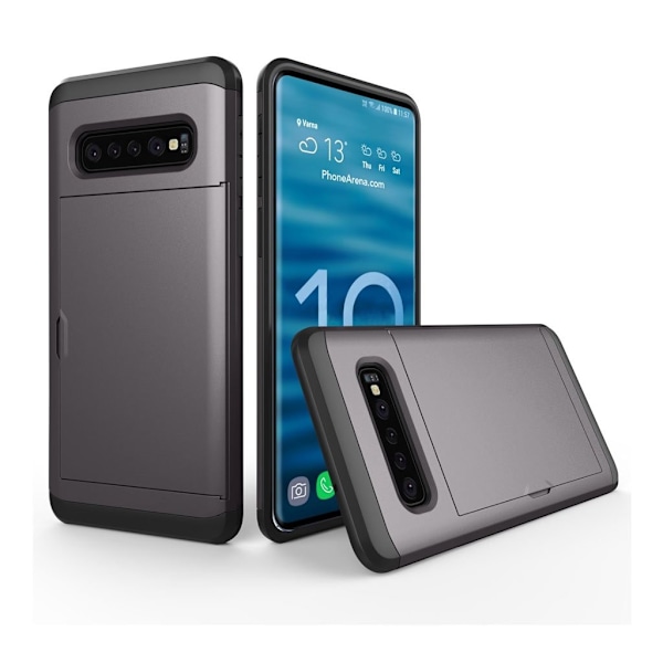 Samsung Galaxy S10 Plus Korthållare hybrid fodral - Grå Silvergrå