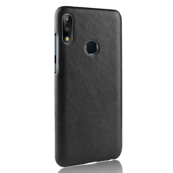 Asus ZenFone Max Pro (M2) litsi pintainen nahkainen suojakotelo - Musta Black