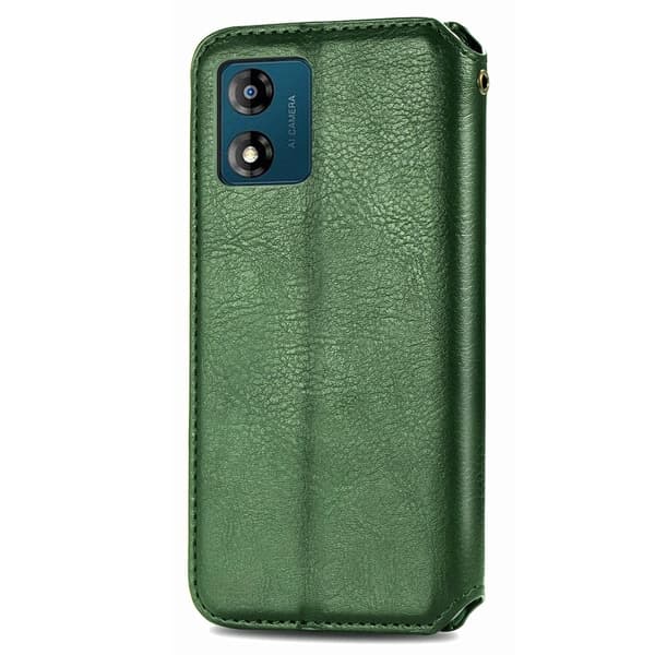 Läder Motorola Moto E13 fodral med romb-design - Grön Grön