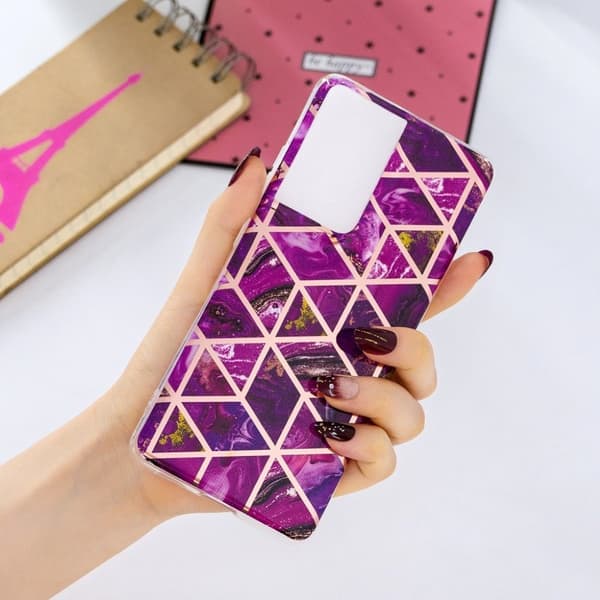 Marble Samsung Galaxy S21 Ultra Etui - Rose Pink