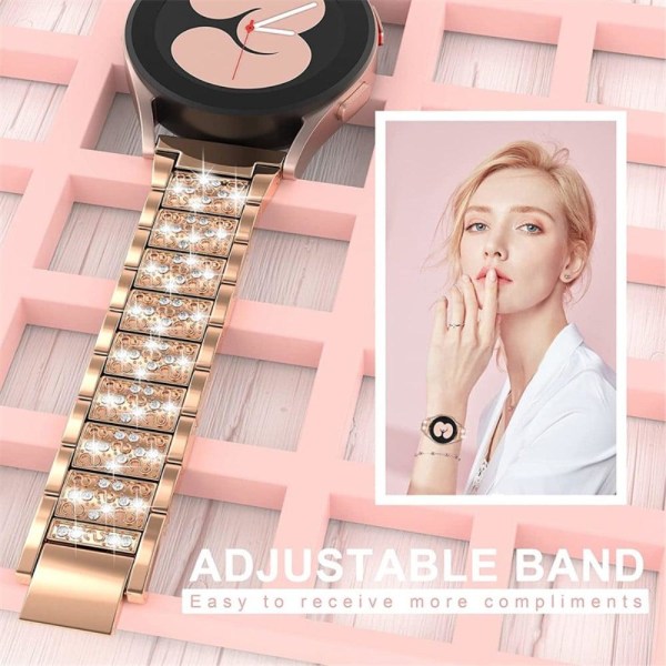 20 mm universal klockarmband med strassdekor - Roséguld Rosa