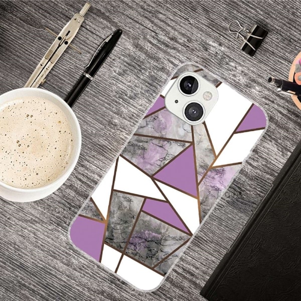 Marmormotiv iPhone 14 skal - Lila / Vit / Grå Marmor multifärg
