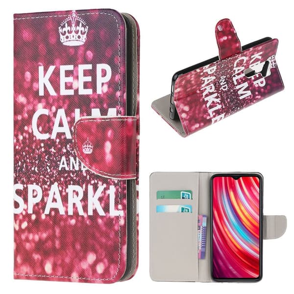 Wonderland Xiaomi Redmi Note 8 Pro Etui - Citat: Keep Calm and Sparkle Multicolor