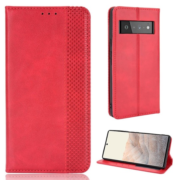 Bofink Vintage Google Pixel 6 Pro Nahkakotelo - Punainen Red