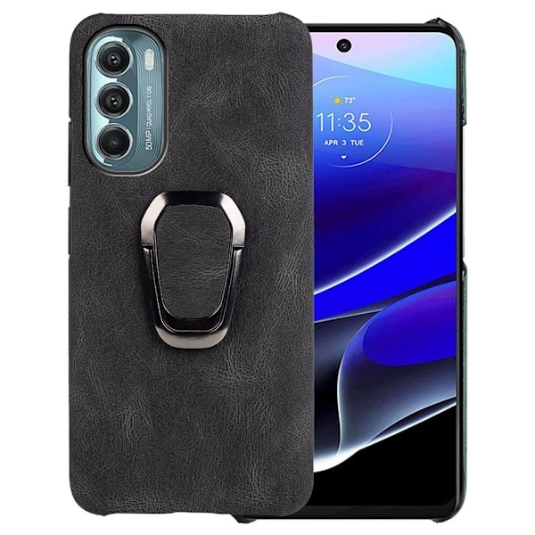 Stødsikkert lædercover med oval kickstand til Motorola Moto G Stylus 5G (2022) - Sort Black
