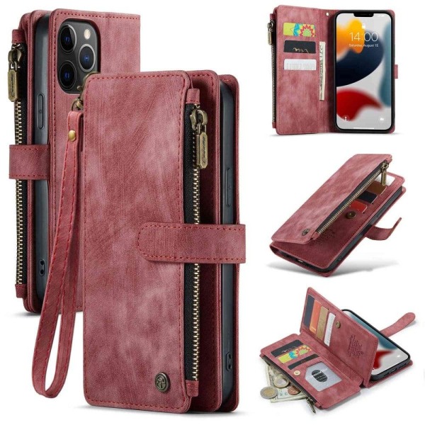 CaseMe iPhone 12 Pro Max etui med lynlås og pung - Rød Red