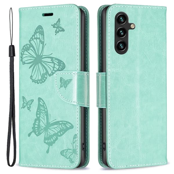 Butterfly Samsung Galaxy A55 nahkakotelo - Vihreä Green