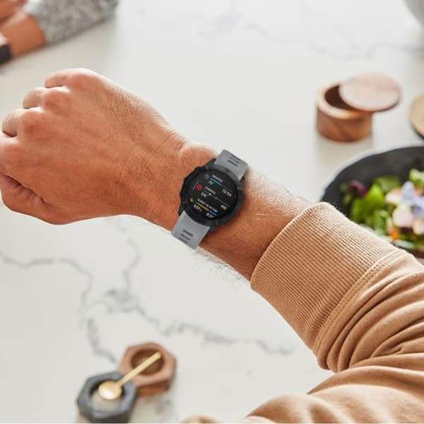 Garmin Fenix 6X klockarmband i silikon med korsade korn - Grå Silvergrå