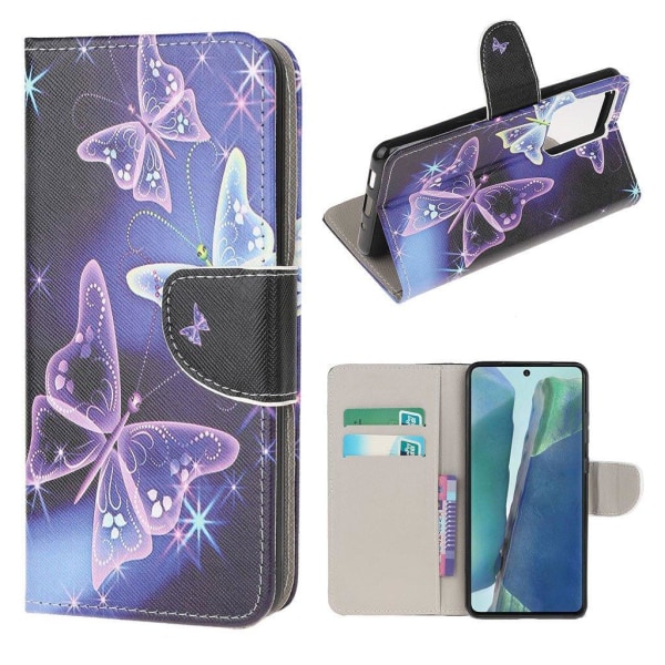 Wonderland Samsung Galaxy Note 20 flip kuoret - Maaginen Perhosia Multicolor